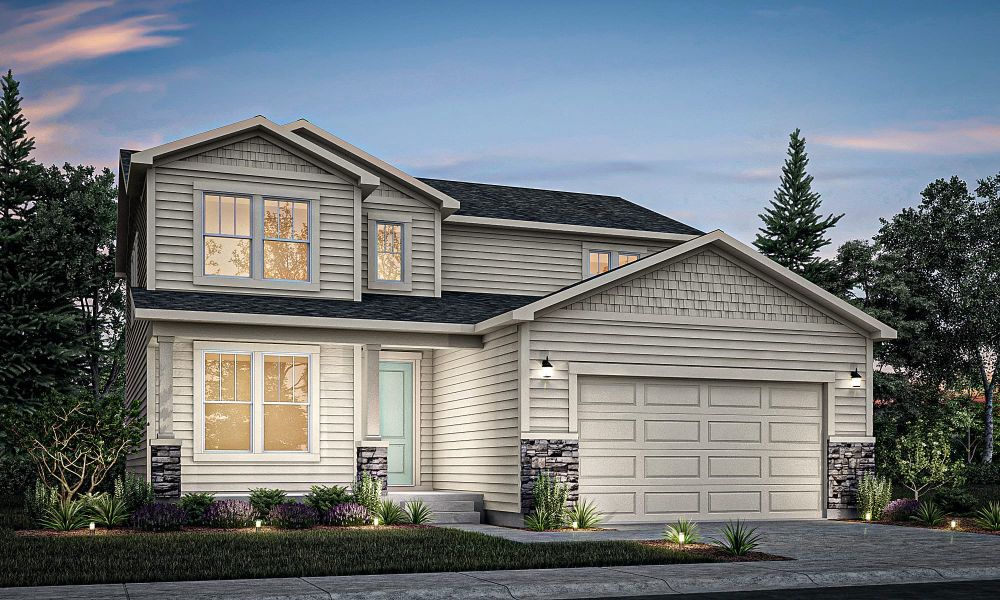 Front exterior of a new home in The Glen-12, Colorado Springs, CO, highlighting curb appeal (Image 1).
