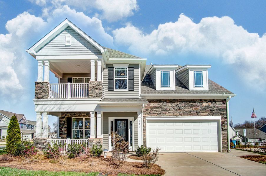 Representative exterior photo of a completed home built from the Atherton by Eastwood Homes in Fiddler's Ridge, Advance, NC (Image 2).