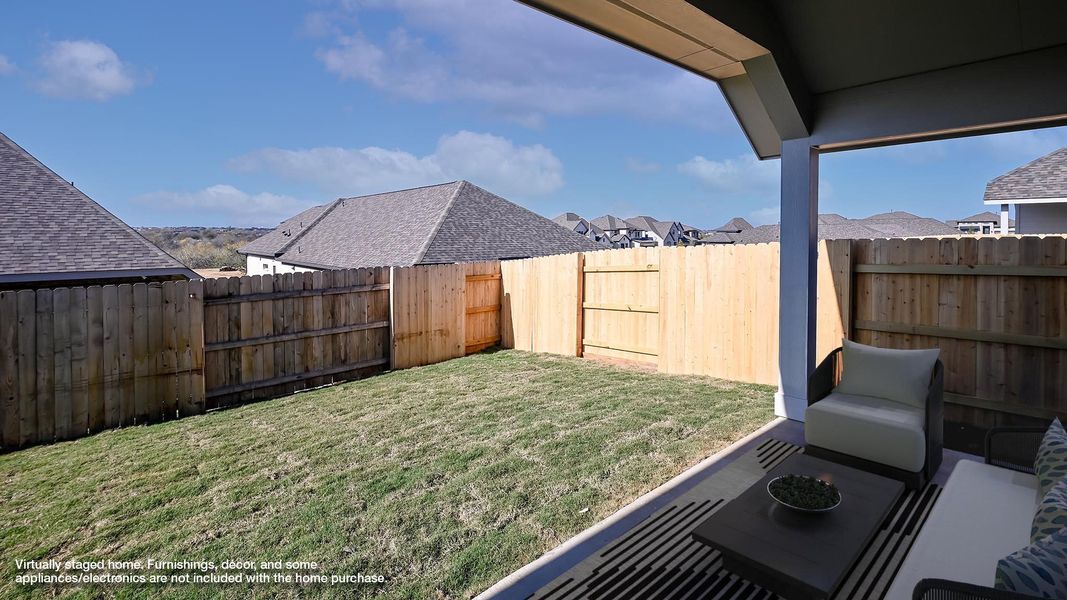 Exterior details and patio area of a home in Crosswinds, Kyle (Image 2). Exterior details and patio area of a home in Crosswinds, Kyle (Image 2).