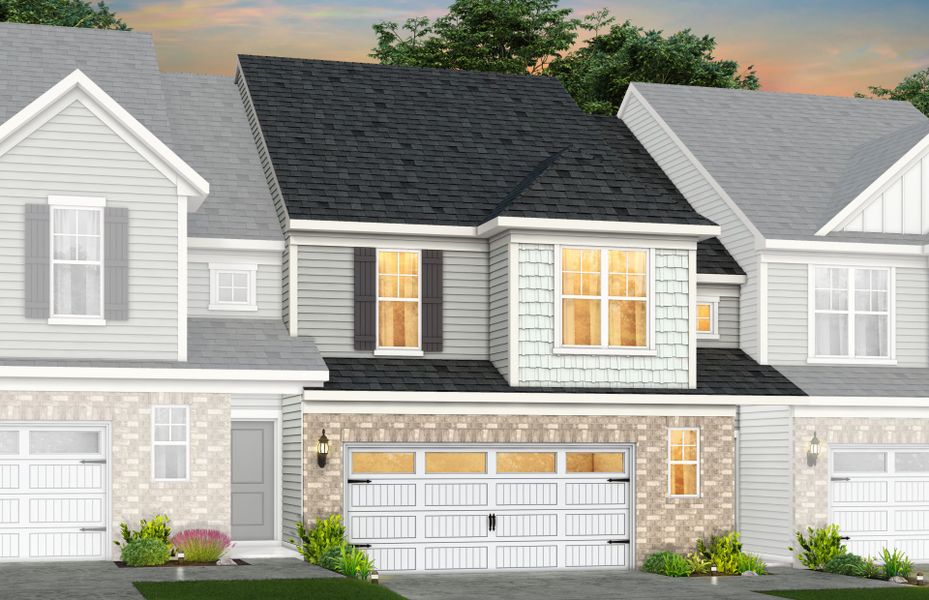 Front exterior of a new home in Riverstone, Monroe, NC, highlighting curb appeal (Image 27). Front exterior of a new home in Riverstone, Monroe, NC, highlighting curb appeal (Image 27).