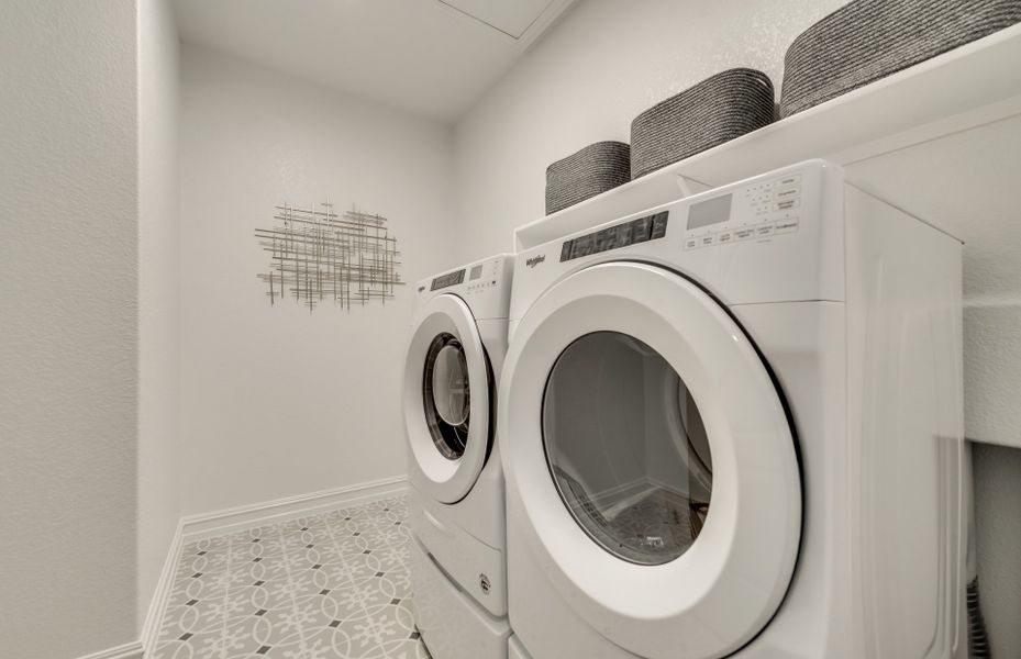 Utility room with built-in shelving