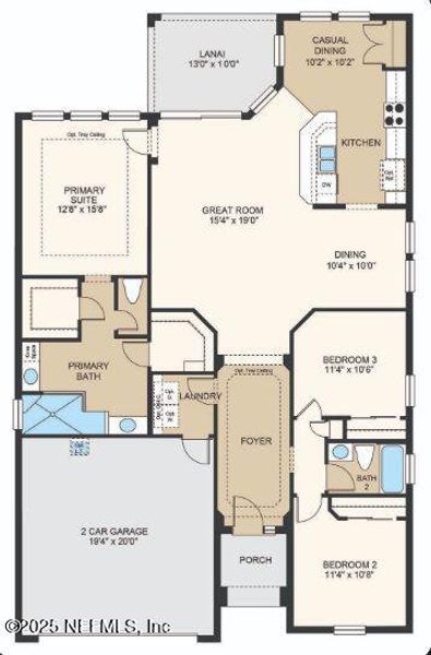 2D floor plan layout of this home in Colbert Landings, Palm Coast, FL (Image 3).
