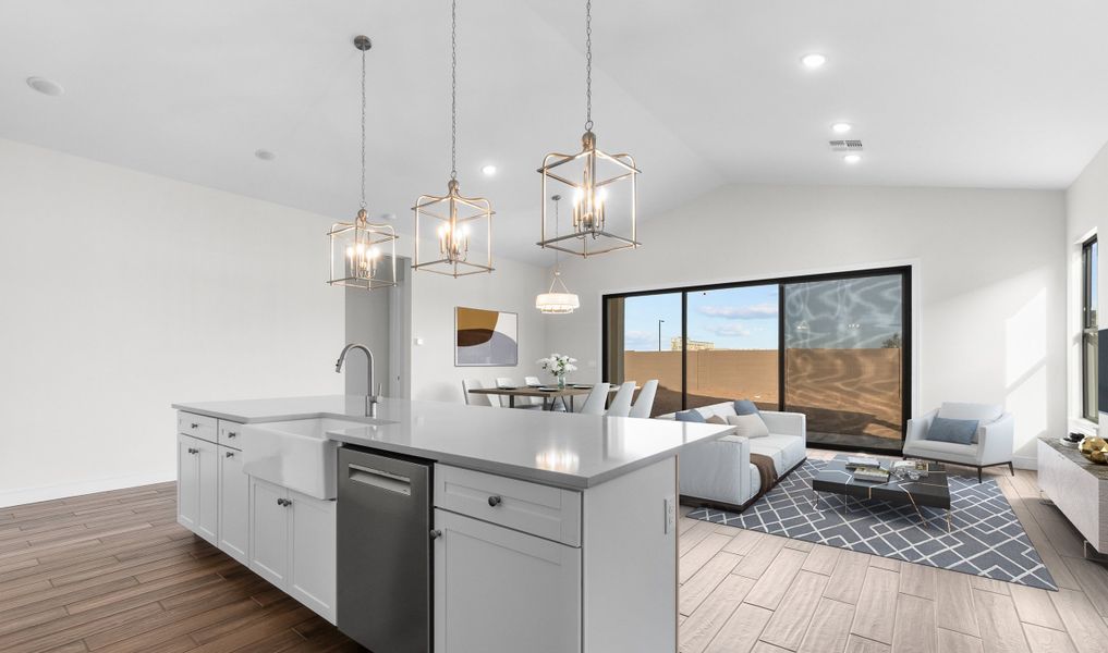 Kitchen with pendant lighting