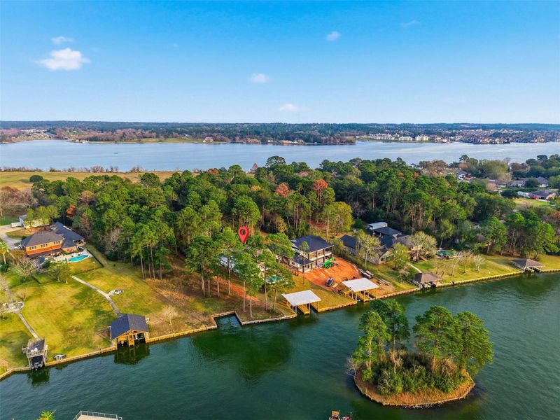 View of Small Island in Lake Conroe
