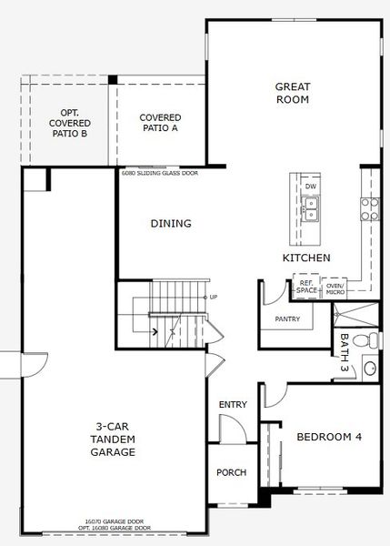 2D floor plan layout for the Prescott by Landsea Homes in Trovita at Citrus Park, Goodyear, AZ (Image 3).