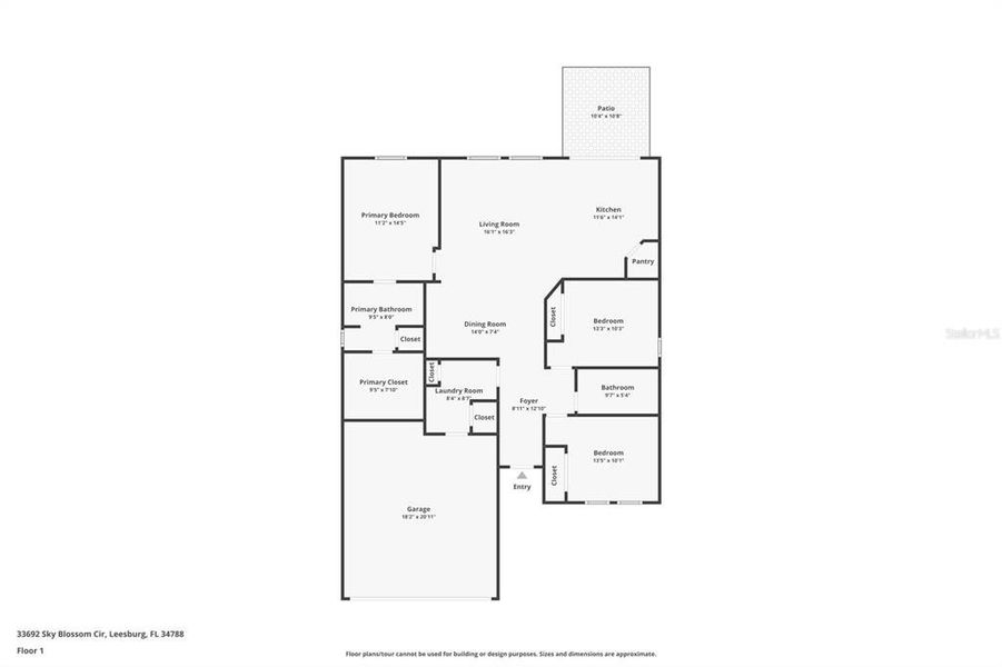 2D floor plan layout of this home in Liberty Preserve, Leesburg, FL (Image 5).