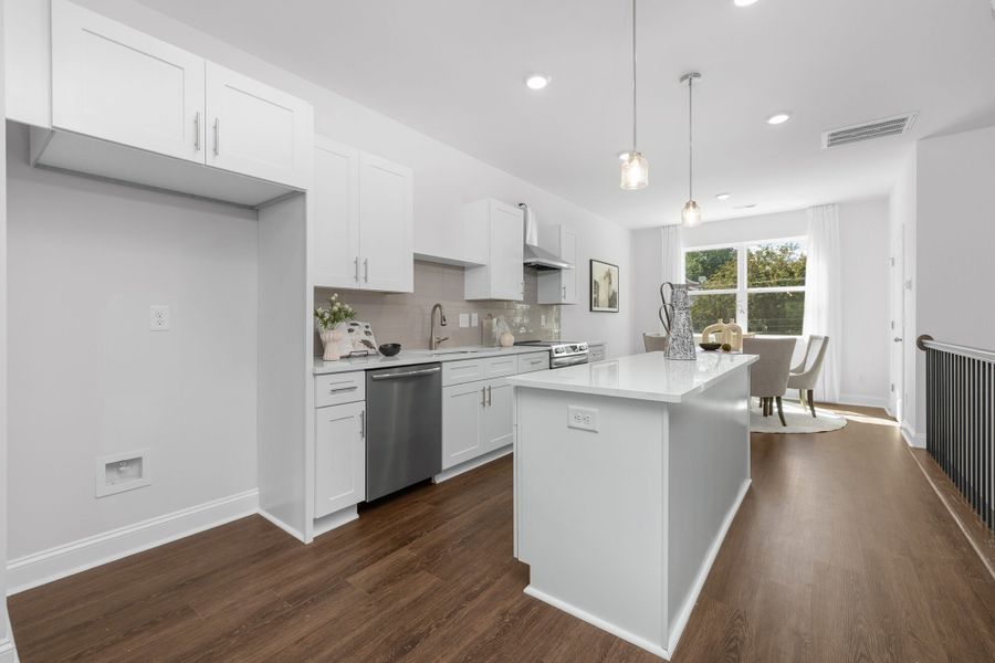 Representative furnished interior of a home built from the Units A-F by Red Cedar Homes in West End Townhomes, Charlotte (Image 9).
