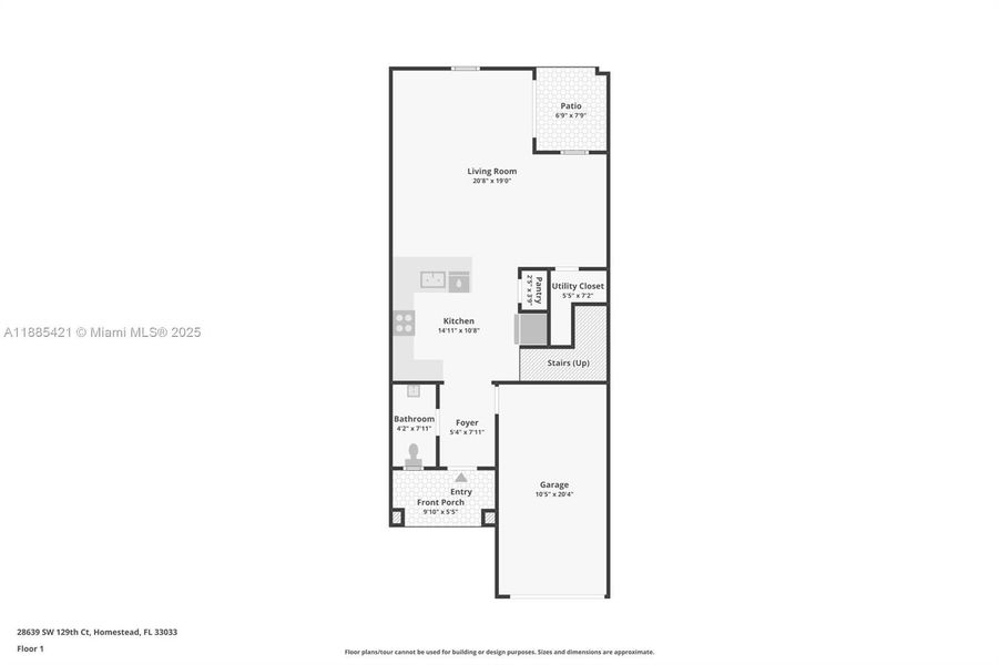 2D floor plan layout of this home in , Homestead, FL (Image 3).