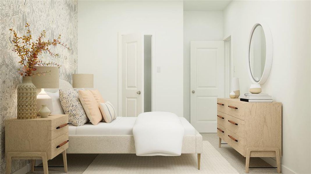 Bedroom featuring carpet