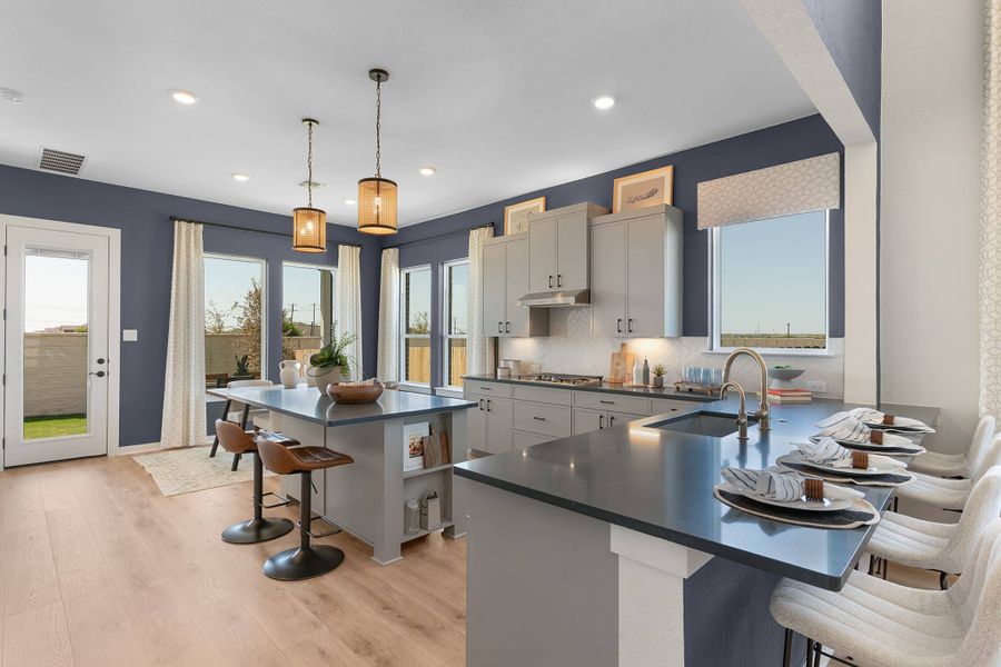 Furnished interior view inside a new home in The Grove at Blackhawk, Pflugerville (Image 6). Furnished interior view inside a new home in The Grove at Blackhawk, Pflugerville (Image 6).