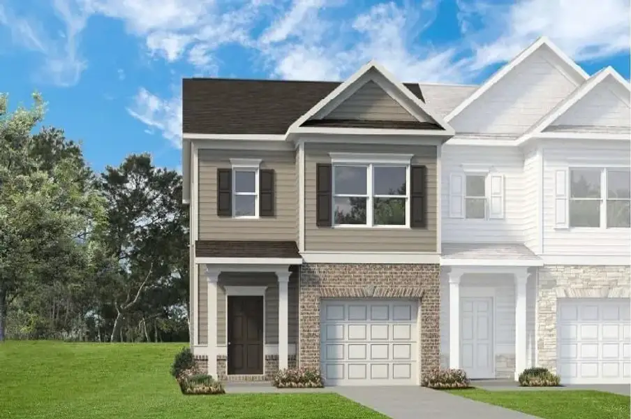 Front exterior of a new home in Johnson Crossing, Cartersville, GA, highlighting curb appeal (Image 1). Front exterior of a new home in Johnson Crossing, Cartersville, GA, highlighting curb appeal (Image 1).