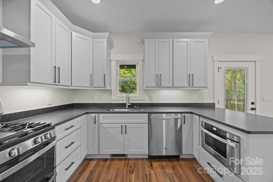 Sleek stainless steel appliances