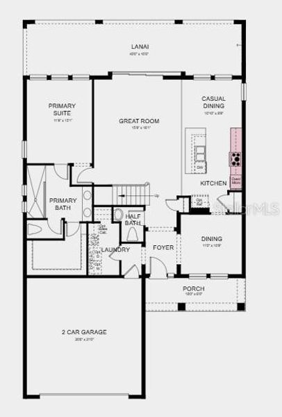 2D floor plan layout of this home in Ardisia Park, New Smyrna Beach, FL (Image 2).