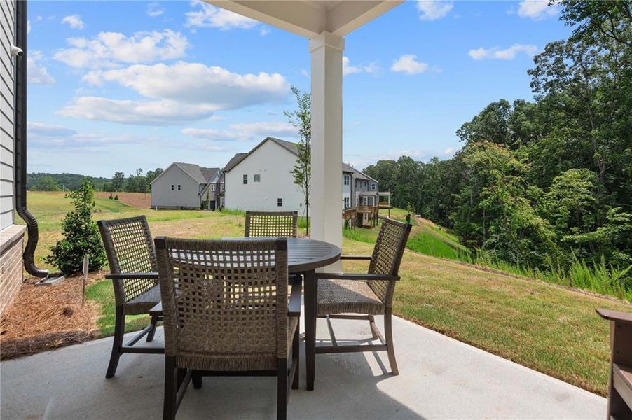 Exterior details and patio area of a home in East Harbor II at Chestatee, Dawsonville (Image 3).