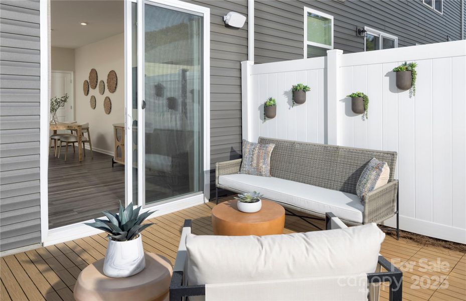 Patio with 2 Privacy Partitions-Adriana Decorated Model Home-like subject property