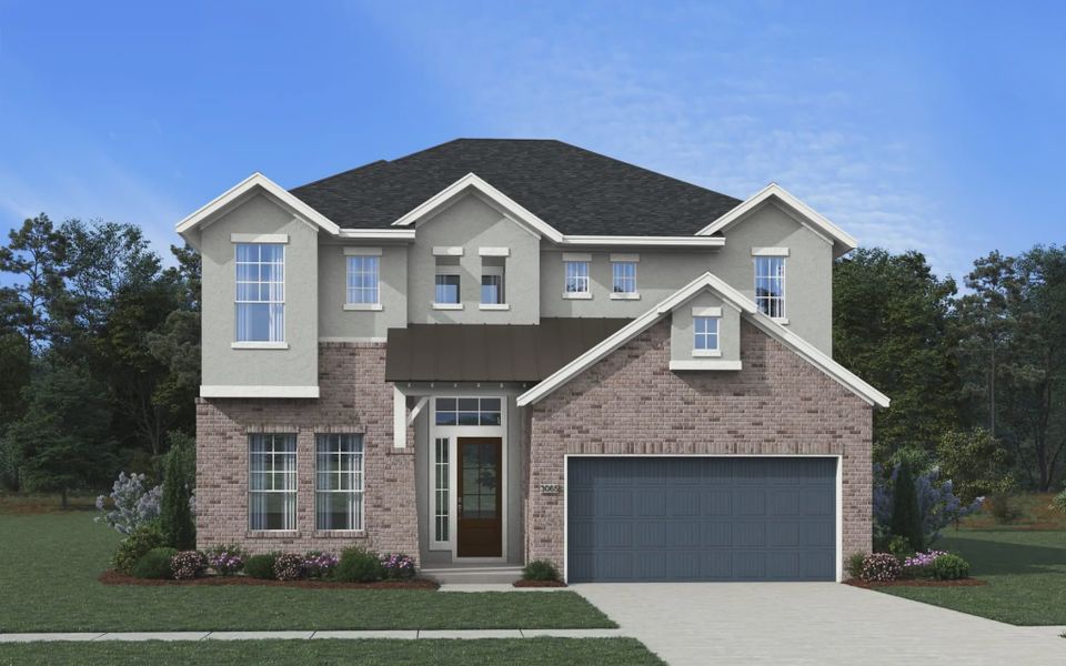 Representative exterior photo of a completed home built from the Acadia by Chesmar Homes in Prominence 50's, San Antonio, TX (Image 12).