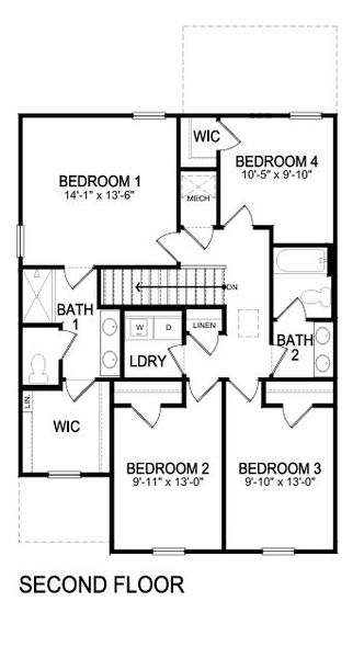 2D floor plan layout for the Edmon by D.R. Horton in Wallace Springs, Statesville, NC (Image 4). 2D floor plan layout for the Edmon by D.R. Horton in Wallace Springs, Statesville, NC (Image 4).