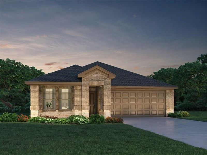 Front exterior of a new home in Heights of Barbers Hill, Mont Belvieu, TX, highlighting curb appeal (Image 1). Front exterior of a new home in Heights of Barbers Hill, Mont Belvieu, TX, highlighting curb appeal (Image 1).
