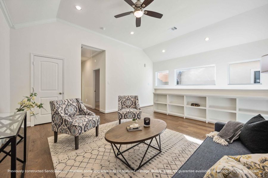 Big on charm and built-ins, this flex space is the unsung hero of the upstairs. Curl up with a good book, host a game night, or finally start that podcast. Big on charm and built-ins, this flex space is the unsung hero of the upstairs. Curl up with a good book, host a game night, or finally start that podcast.