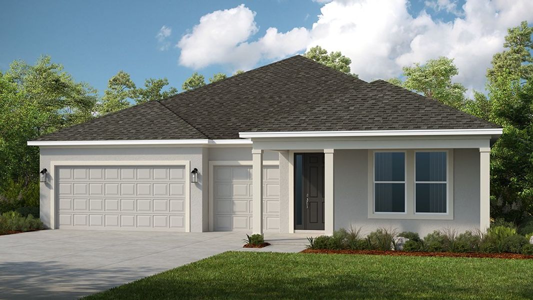 Representative exterior photo of a completed home built from the Bradley by Taylor Morrison in Esplanade at McKinnon Groves, Winter Garden, FL (Image 4).