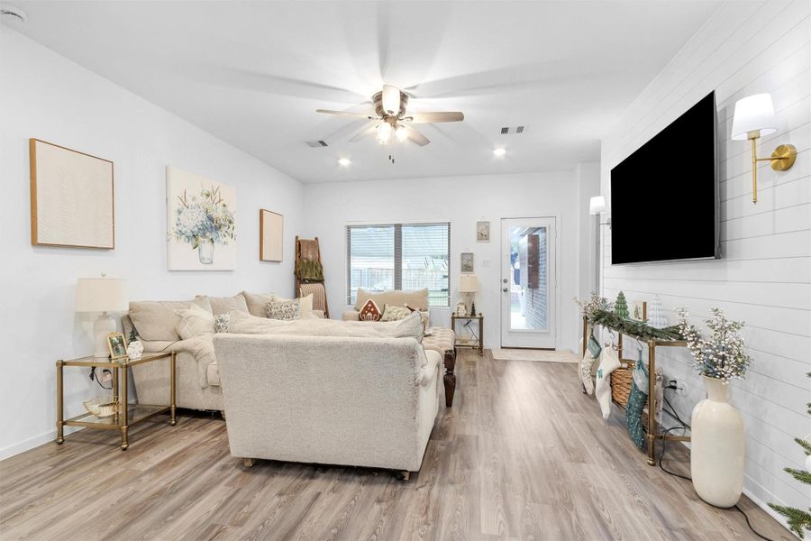 Living area with vinyl plank floors