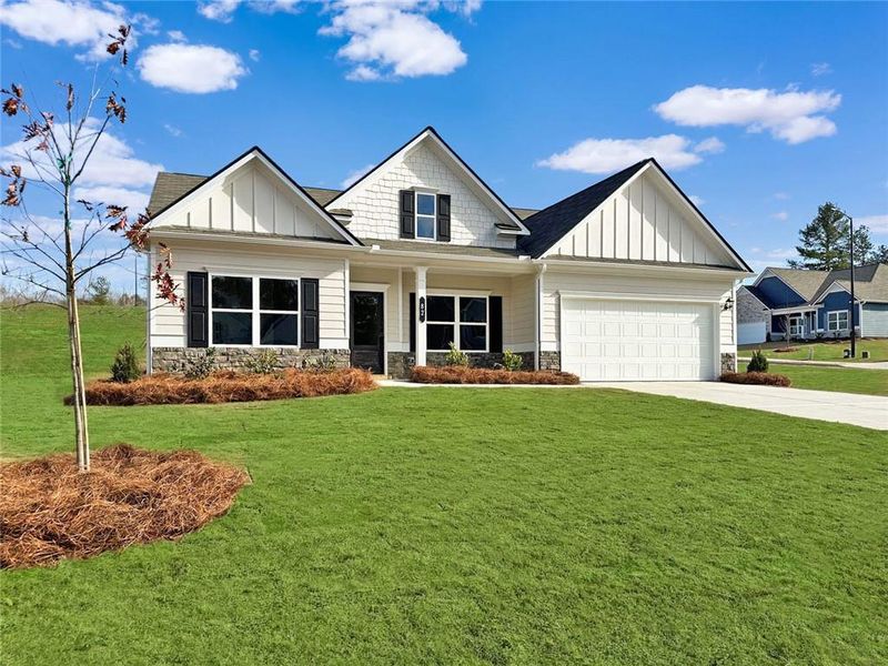 Front exterior of a new home in Jones Ridge, Dallas, GA, highlighting curb appeal (Image 26).