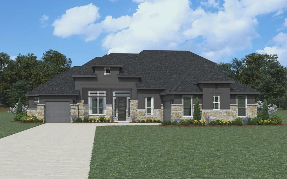 Representative exterior photo of a completed home built from the Bethany by Chesmar Homes in Heimer Estates at Garden Ridge, Fulshear, TX (Image 19).