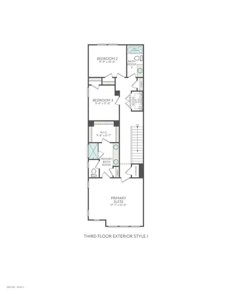 2D floor plan layout of this home in Ascend, Charlotte, NC (Image 3).