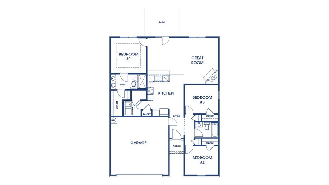 2D floor plan layout for the Macon by D.R. Horton in Cottages at Blue Ridge, Bonaire, GA (Image 5).