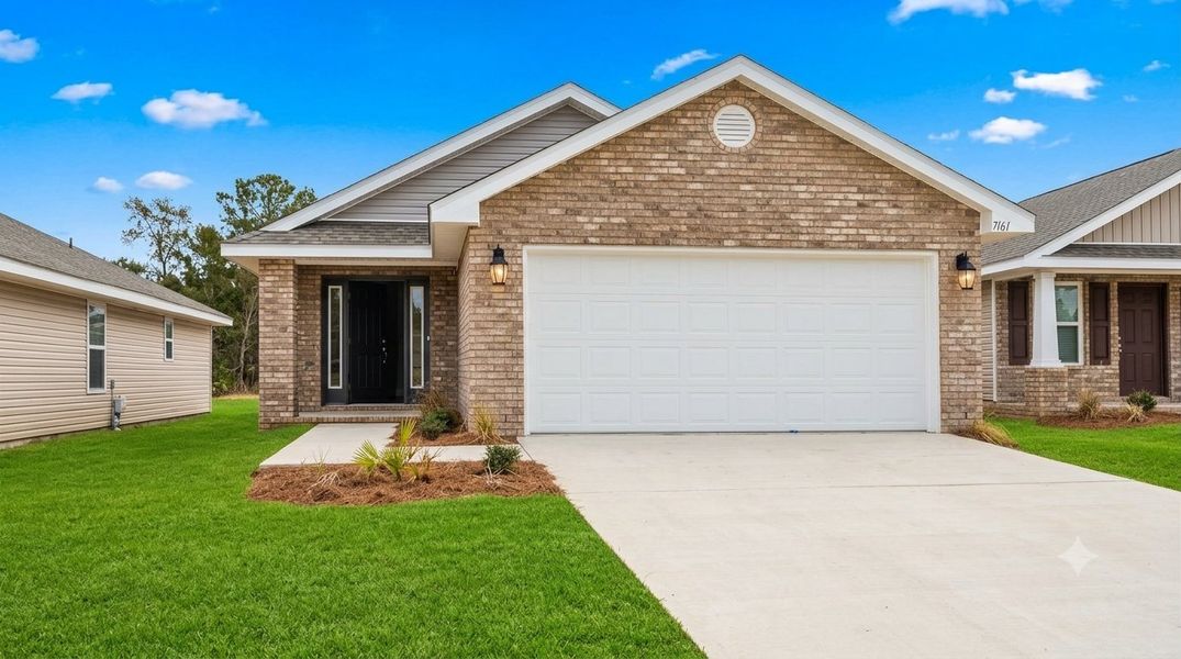 Front exterior of a new home in Westpointe Place, Pensacola, FL, highlighting curb appeal (Image 1). Front exterior of a new home in Westpointe Place, Pensacola, FL, highlighting curb appeal (Image 1).