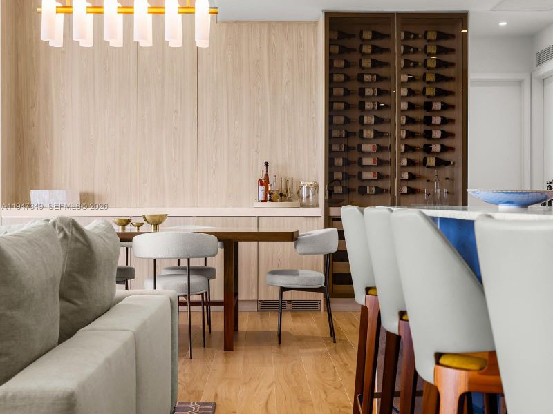 Close up of custom wine display