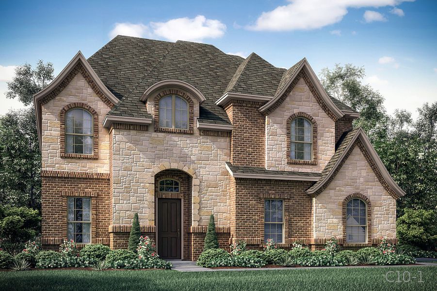 Representative exterior photo of a completed home built from the Sacramento by John Houston Homes in Hayes Crossing - Phase 2, Midlothian, TX (Image 5).