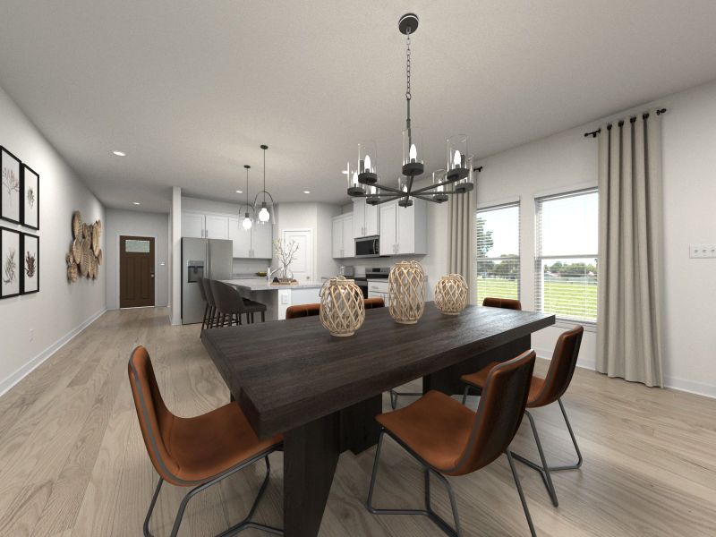 Dining Room in the Manchester floorplan at Meritage Homes community. Dining Room in the Manchester floorplan at Meritage Homes community.
