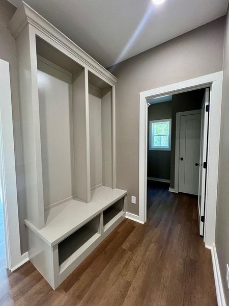 Hall tree at garage entry Hall tree at garage entry