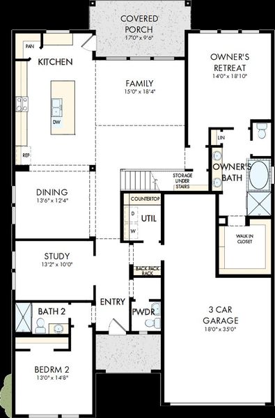 2D floor plan layout of this home in Brookewater - Ascent Collection, Rosenberg, TX (Image 2).