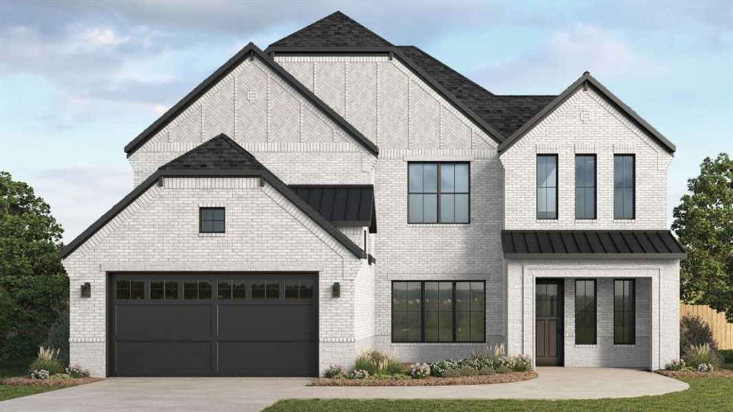 Front exterior of a new home in Greenwood Square, Richardson, TX, highlighting curb appeal (Image 2). Front exterior of a new home in Greenwood Square, Richardson, TX, highlighting curb appeal (Image 2).