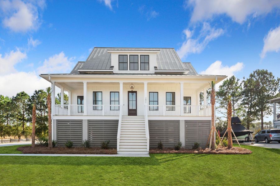 Front exterior of a new home in Rivercroft, Awendaw, SC, highlighting curb appeal (Image 29).