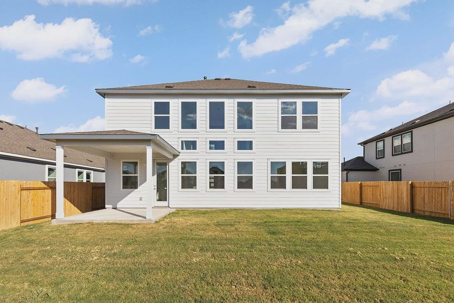 Exterior details and patio area of a home in Enclave at Cele, Pflugerville (Image 22).