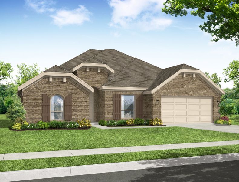 Representative exterior photo of a completed home built from the Walden by Impression Homes in Still Water Lake Estates, Godley, TX (Image 4). Representative exterior photo of a completed home built from the Walden by Impression Homes in Still Water Lake Estates, Godley, TX (Image 4).
