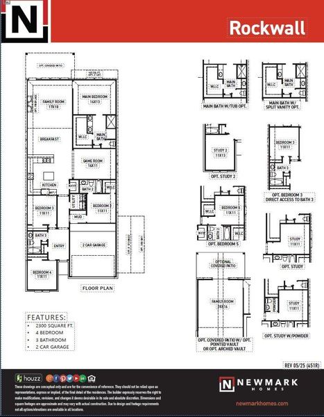 This plan has it all. We included the optional covered back patio and enclosed the game room with double glass doors.