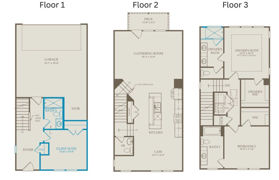 Floor Plan Level 1, 2 and 3