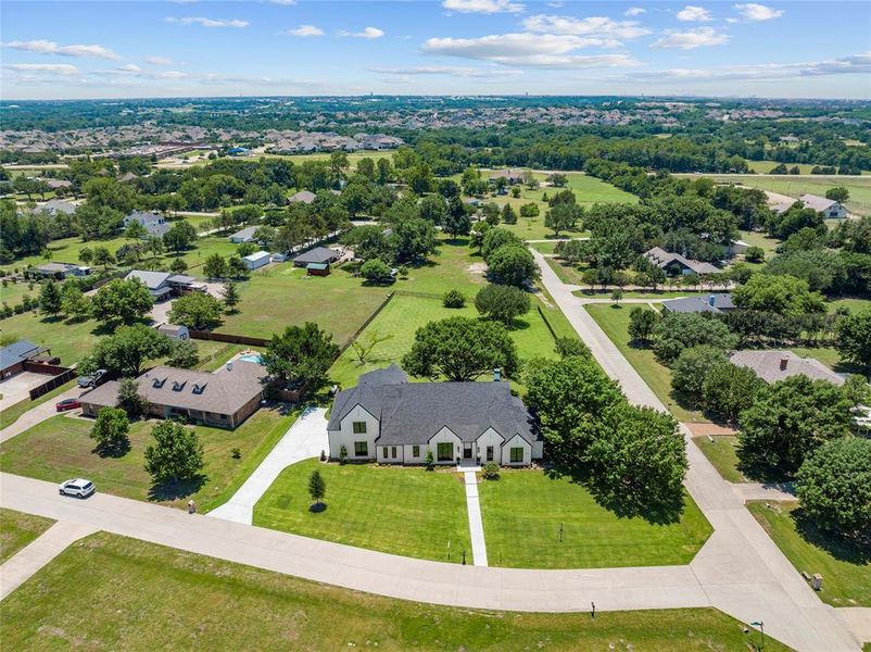 Aerial view of the front.