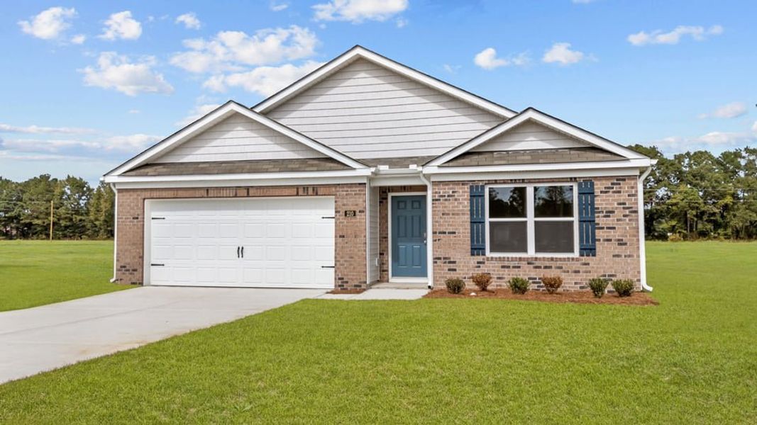 Front exterior of a new home in Bynum Farms, Farmville, NC, highlighting curb appeal (Image 25). Front exterior of a new home in Bynum Farms, Farmville, NC, highlighting curb appeal (Image 25).