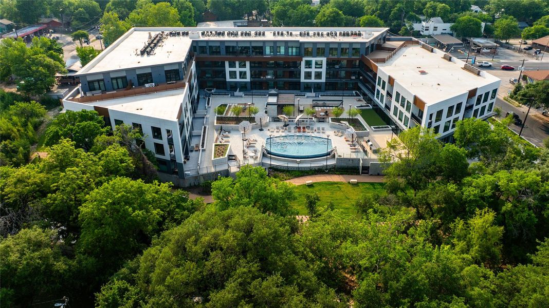 Drone / aerial view of a pool Drone / aerial view of a pool