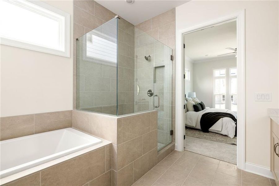 Furnished interior view inside a new home in Evanshire Single Family, Duluth (Image 15). Furnished interior view inside a new home in Evanshire Single Family, Duluth (Image 15).