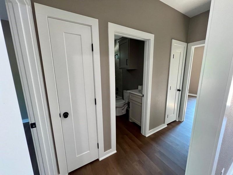 Hall with 2 bedrooms, 2nd bathroom and 2 hall closets Hall with 2 bedrooms, 2nd bathroom and 2 hall closets