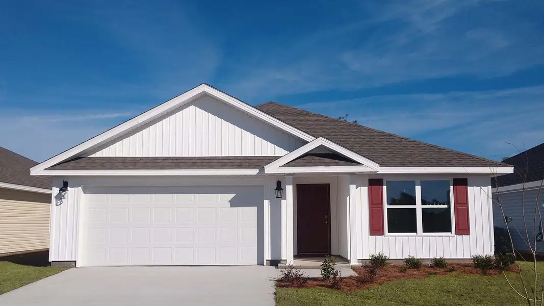 Representative exterior photo of a completed home built from the Aria by D.R. Horton in Magnolia at the Bluffs Phase 3, Freeport, FL (Image 1).
