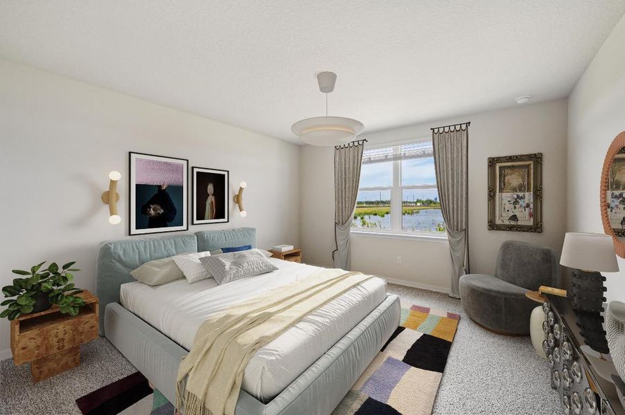 virtually staged primary bedroom