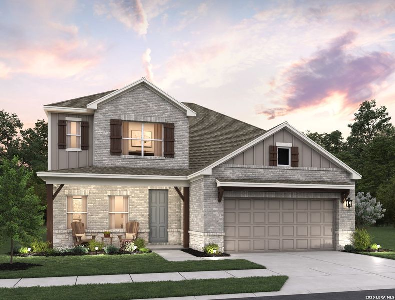 Front exterior of a new home in The Wilder, Adkins, TX, highlighting curb appeal (Image 1). Front exterior of a new home in The Wilder, Adkins, TX, highlighting curb appeal (Image 1).