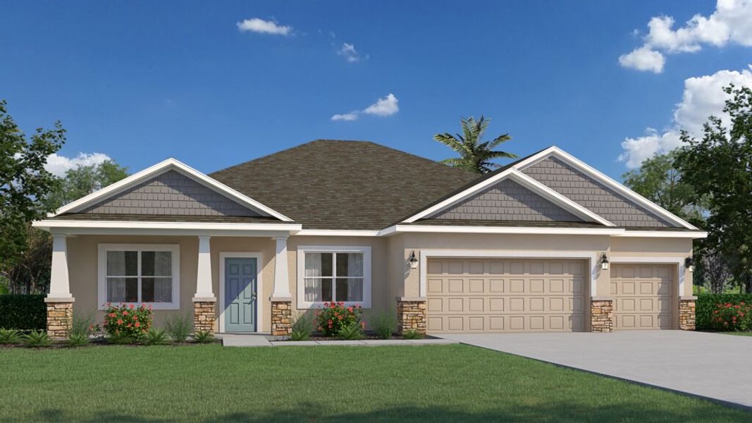 Representative exterior photo of a completed home built from the Captiva by Holiday Builders in Lehigh Acres, Lehigh Acres, FL (Image 14).